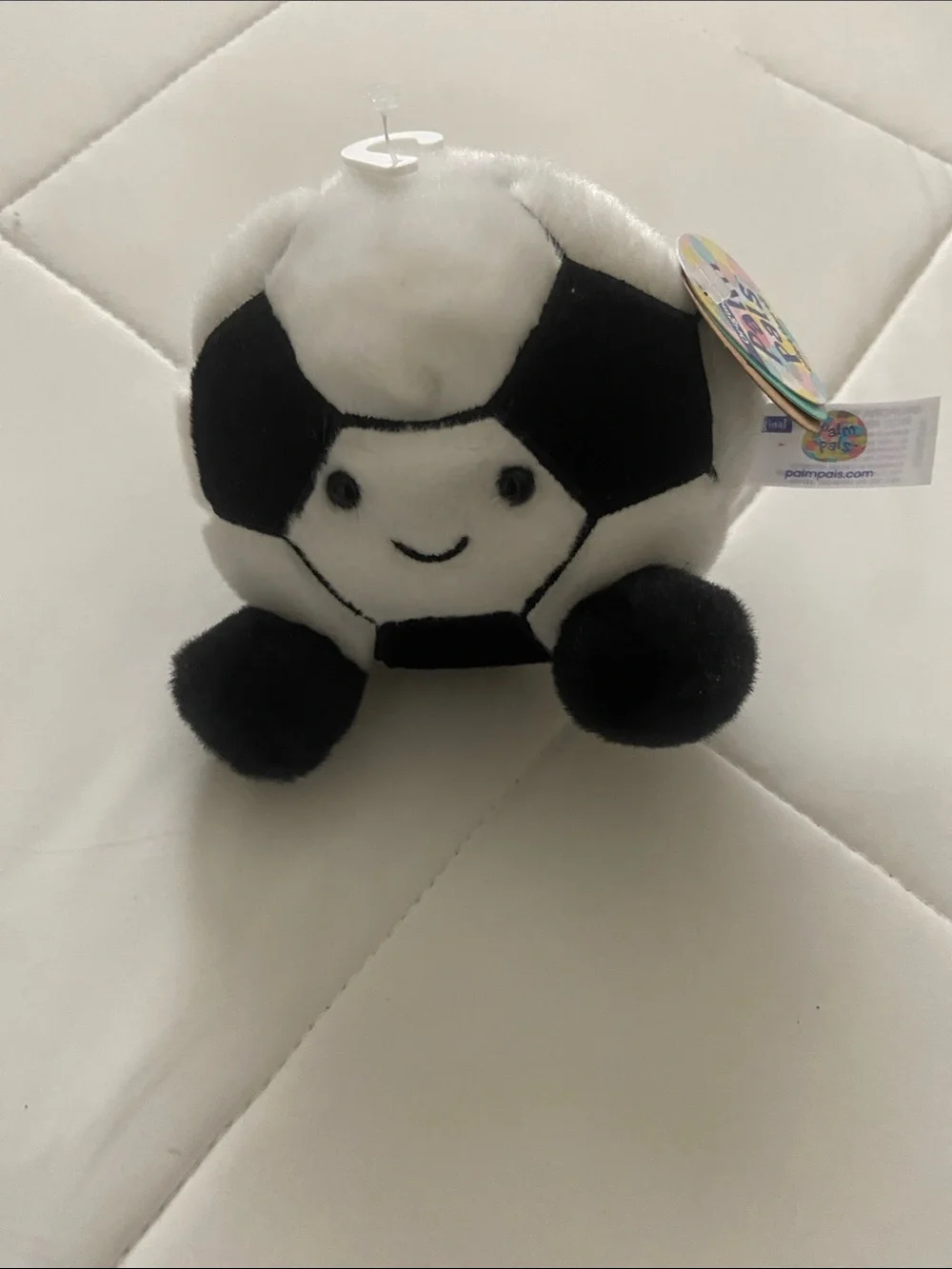 Plush Soccer Ball Palm Pals - Black & White Cute Sports Plush
